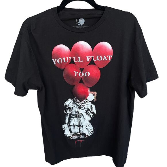 IT Clown Shirt Adult Large Black Red Halloween Horror Scary Movie Pennywise - Picture 1 of 7